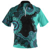 Indigenous Australian Aboriginal Zip Polo Shirt Connected By Flow And Spirit