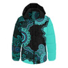 Indigenous Australian Aboriginal Hooded Padded Jacket Connected By Flow And Spirit
