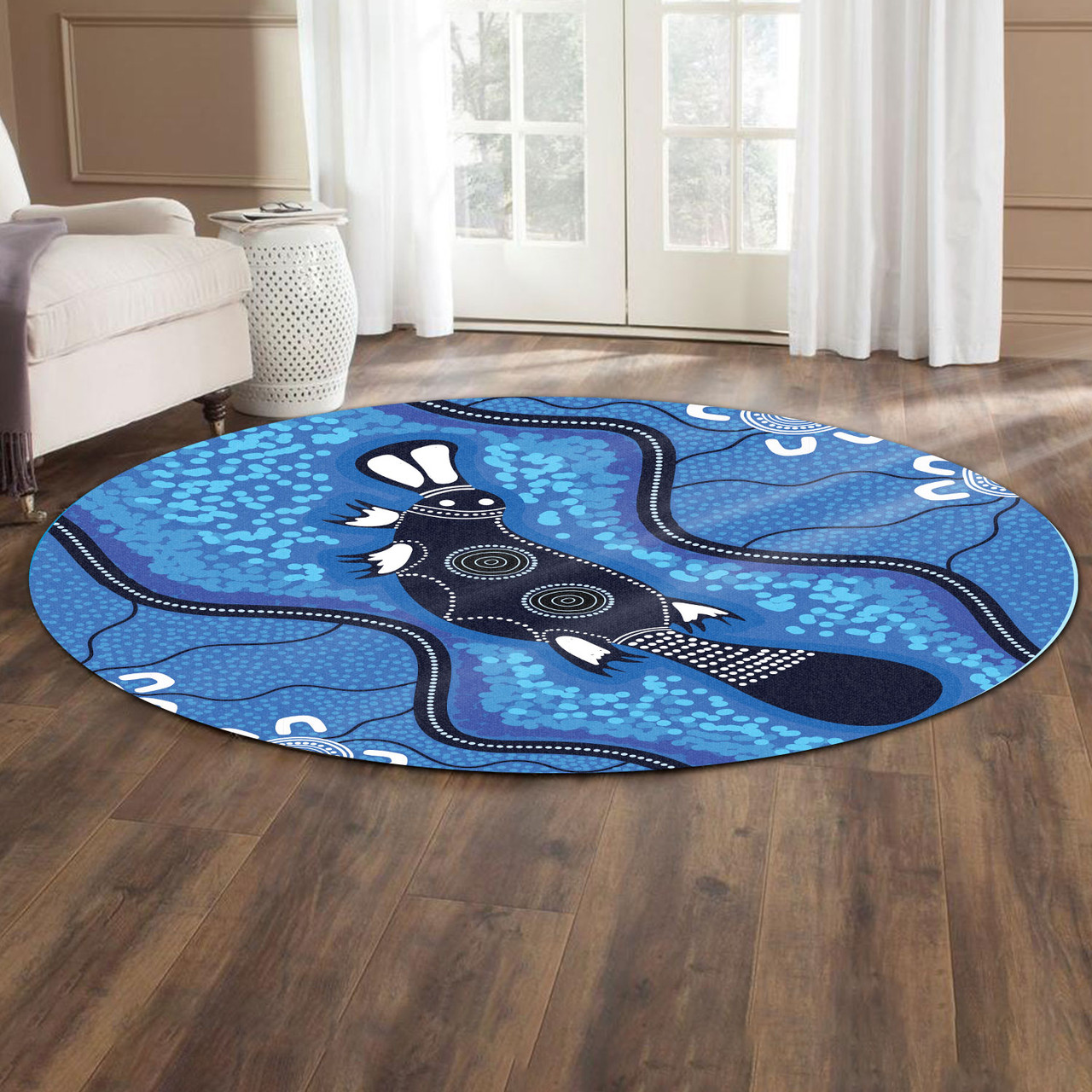 Australia Aboriginal Round Rug - Indigenous Platypus Aboriginal blue ...