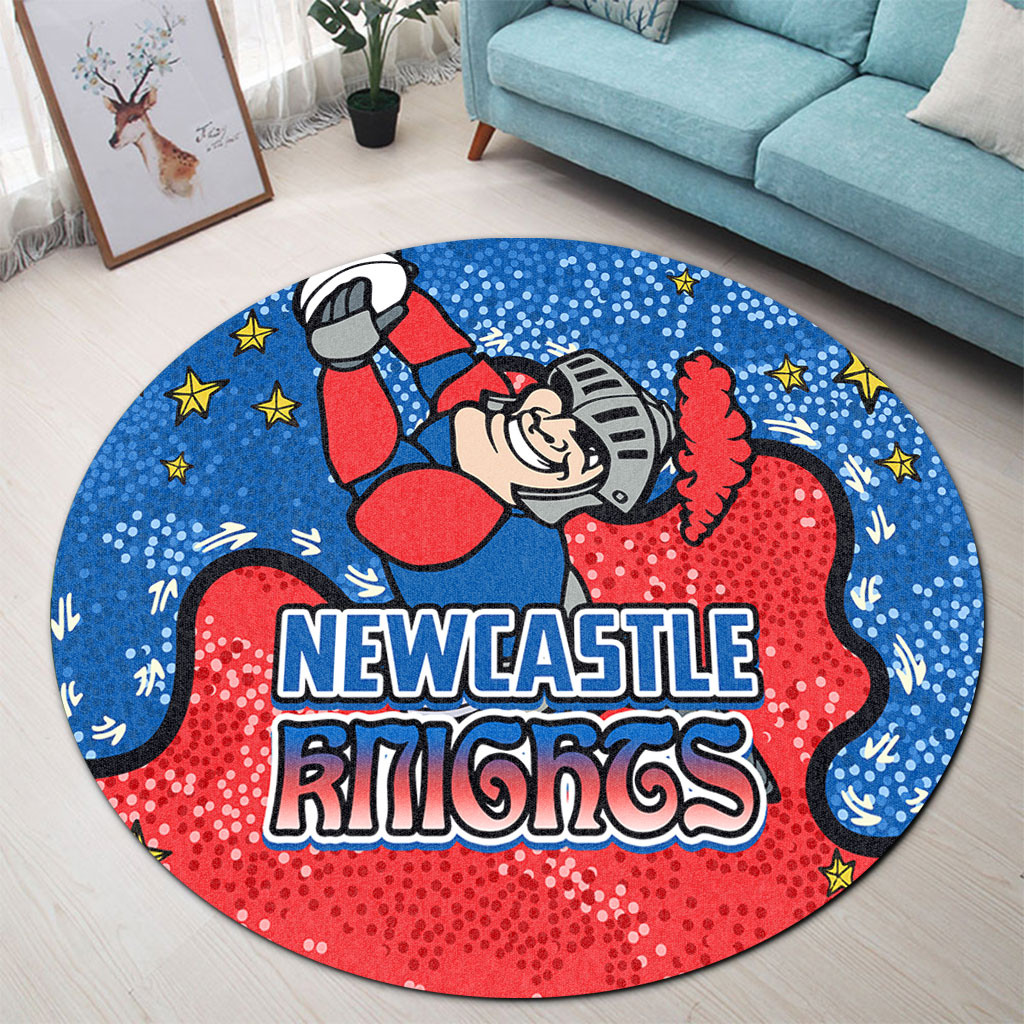 Newcastle Knights Custom Round Rug - Team With Dot And Star Patterns ...