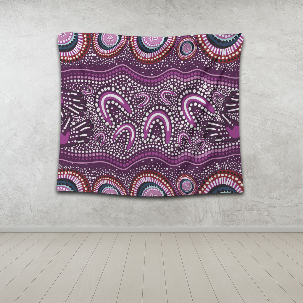 Australia Aboriginal Tapestry - Purple Aboriginal Dot Art Style ...