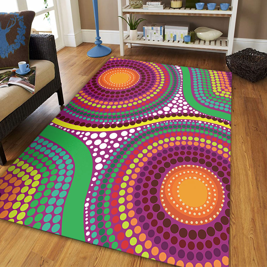 Australia Aboriginal Area Rug - Aboriginal Rainbow Dot Inspired Area Rug