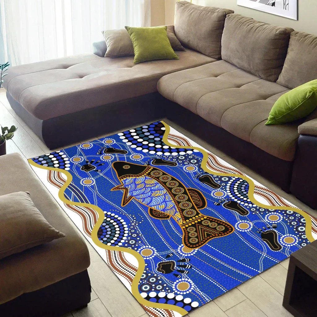 Australia Aboriginal Area Rug Fish And Dot