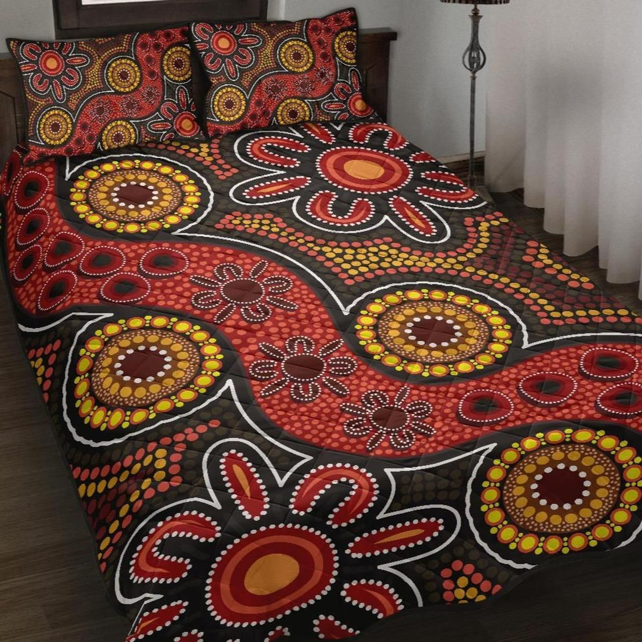 Australia Aboriginal Inspired Quilt Bed Set Indigenous Patterns Ver11