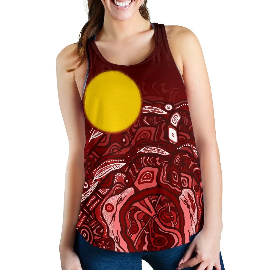 Red Racerback Tank Australia Aboriginal Women Racerback Tank - Red Landscape