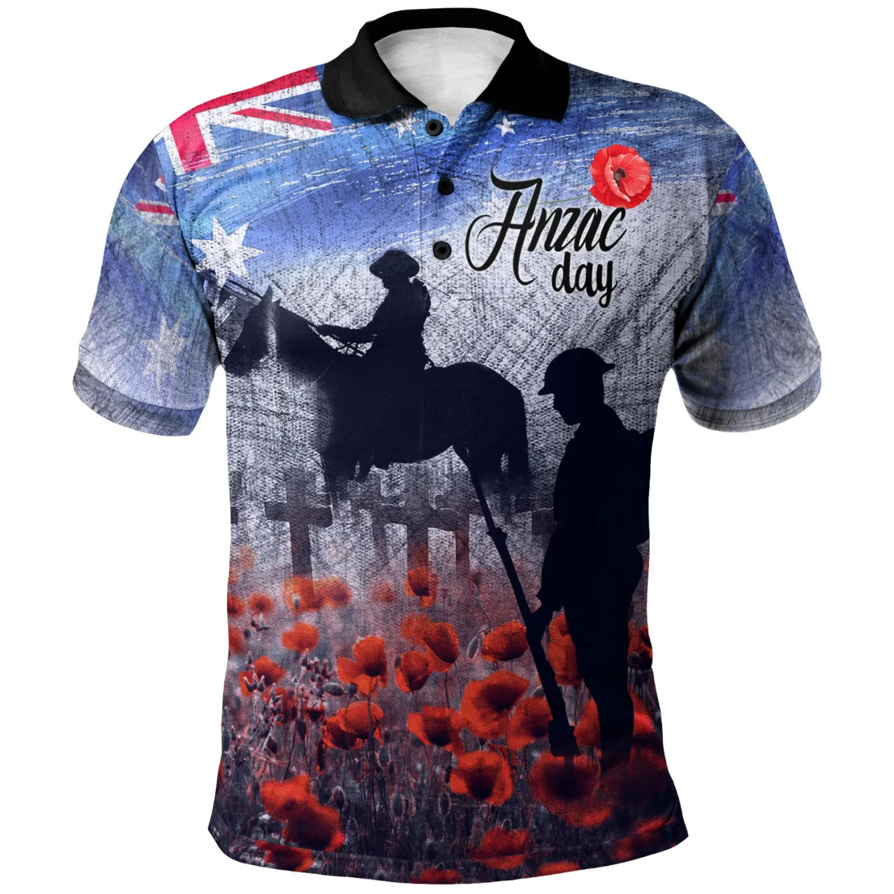 Australia Anzac Day Polo Shirt - Lest We Forget Vintage Poppies