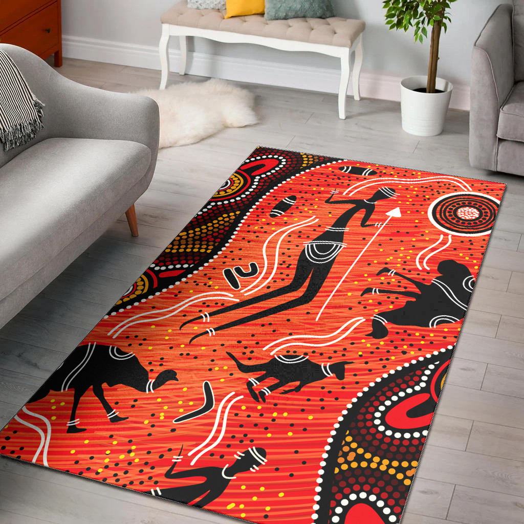 Australia Aboriginal Custom Area Rug - Aussie Aboriginals Hunting With ...