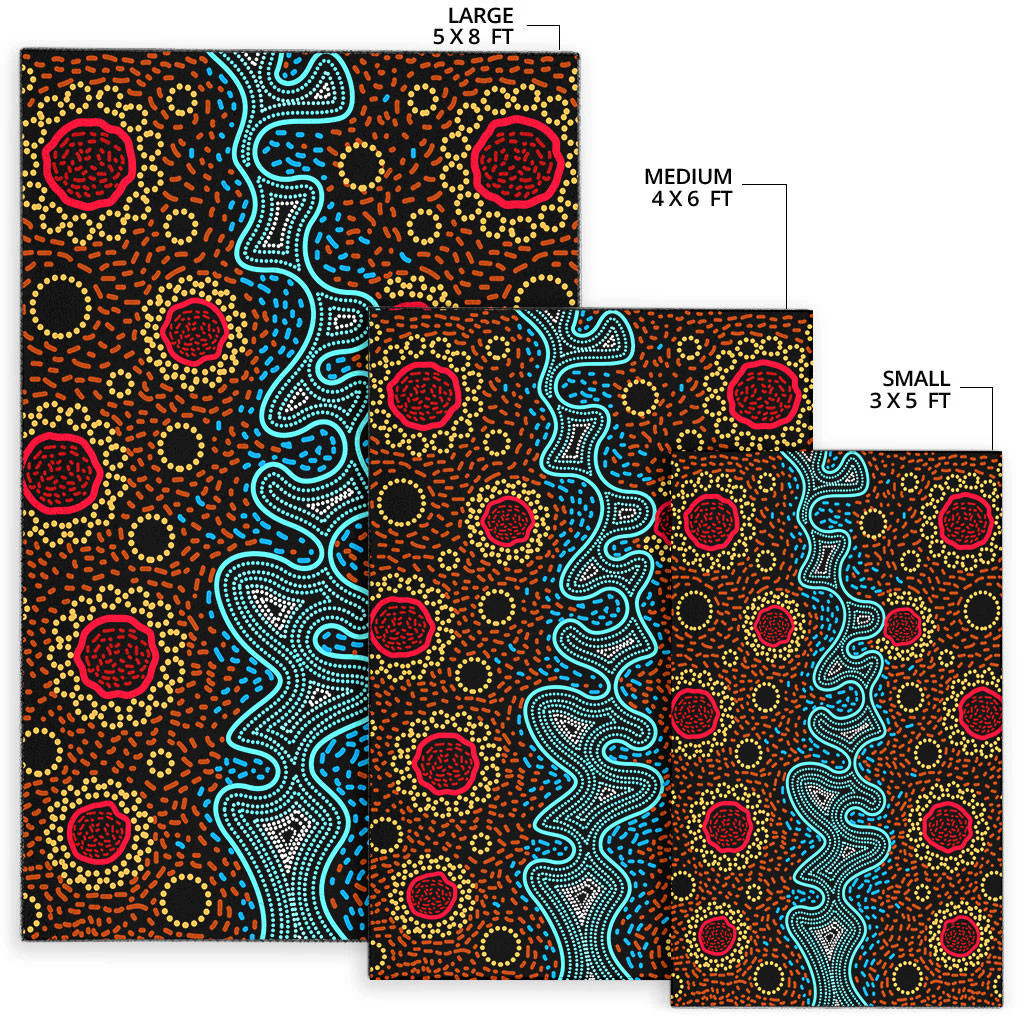 Australia Aboriginal Area Rug - Aboriginal dot art painting River concept