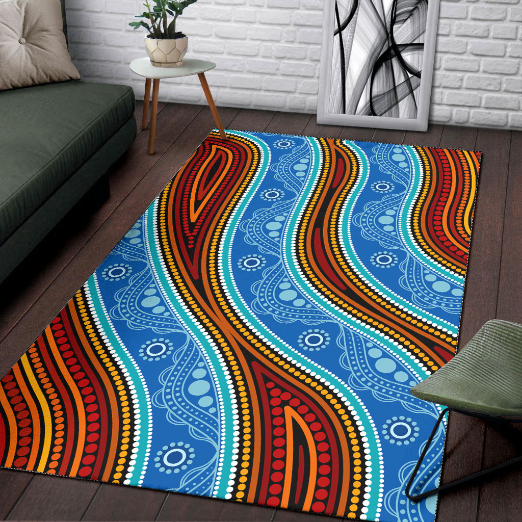 Australia Aboriginal Area Rug - Aboriginal River and land concept dot ...