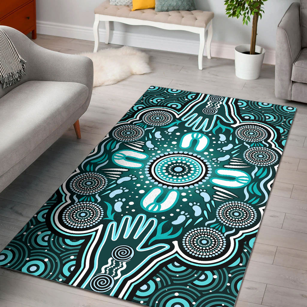 Australia Aboriginal Area Rug - Aboriginal Reunion Hands and Footprints