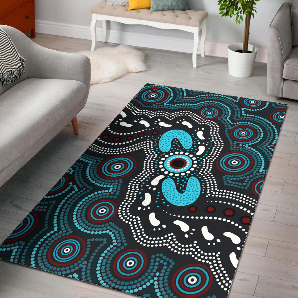 Australia Aboriginal Area Rug - Footprint painting with aboriginal dot art
