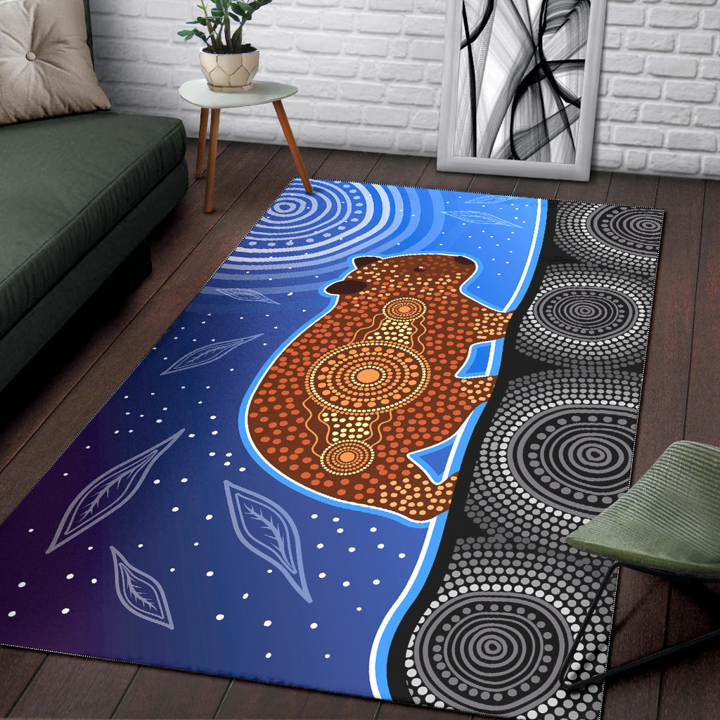 Australia Aboriginal Area Rug - Footprint painting with aboriginal dot art