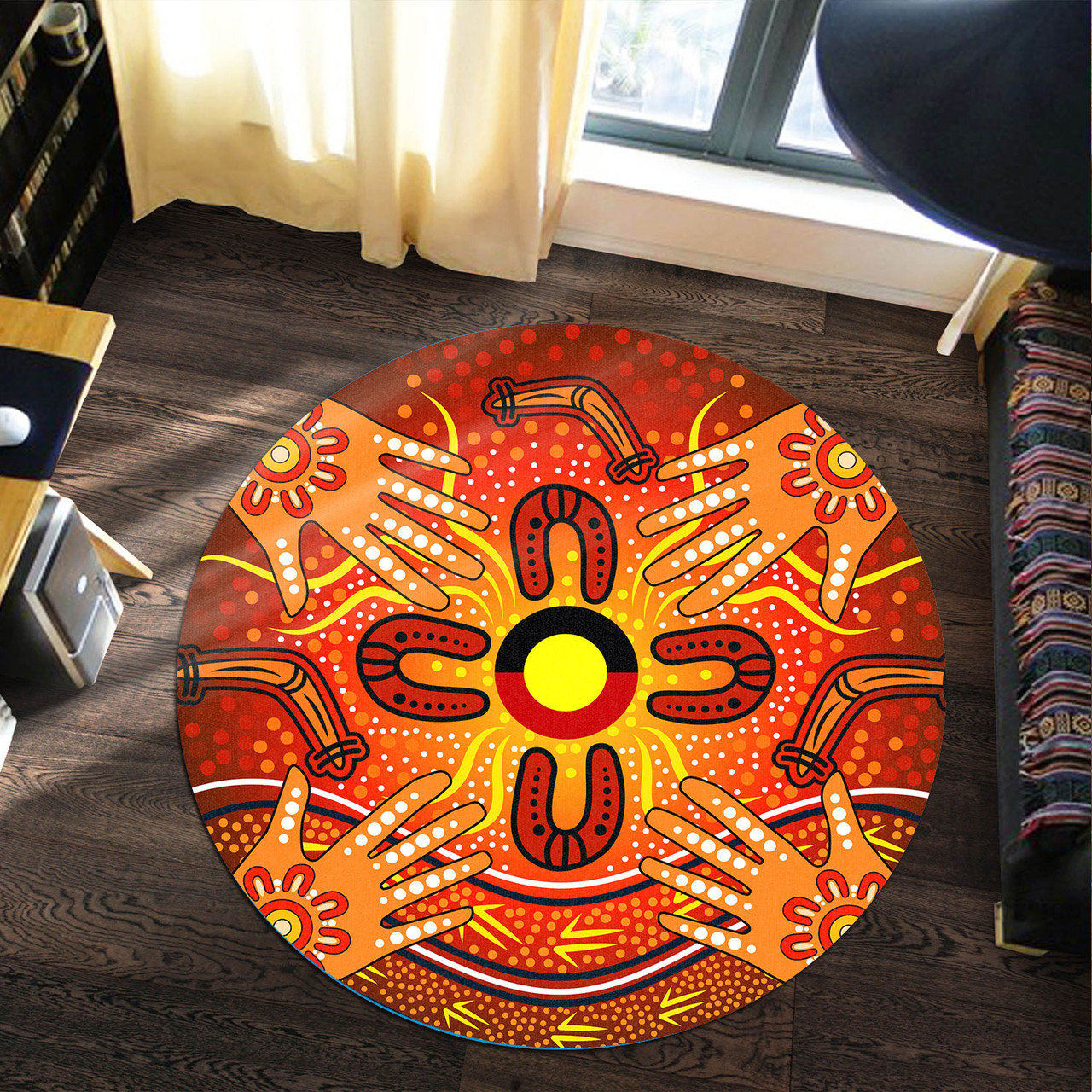 Australia Aboriginal Inspired Round Rug - Aboriginal Inspired Dot Art ...