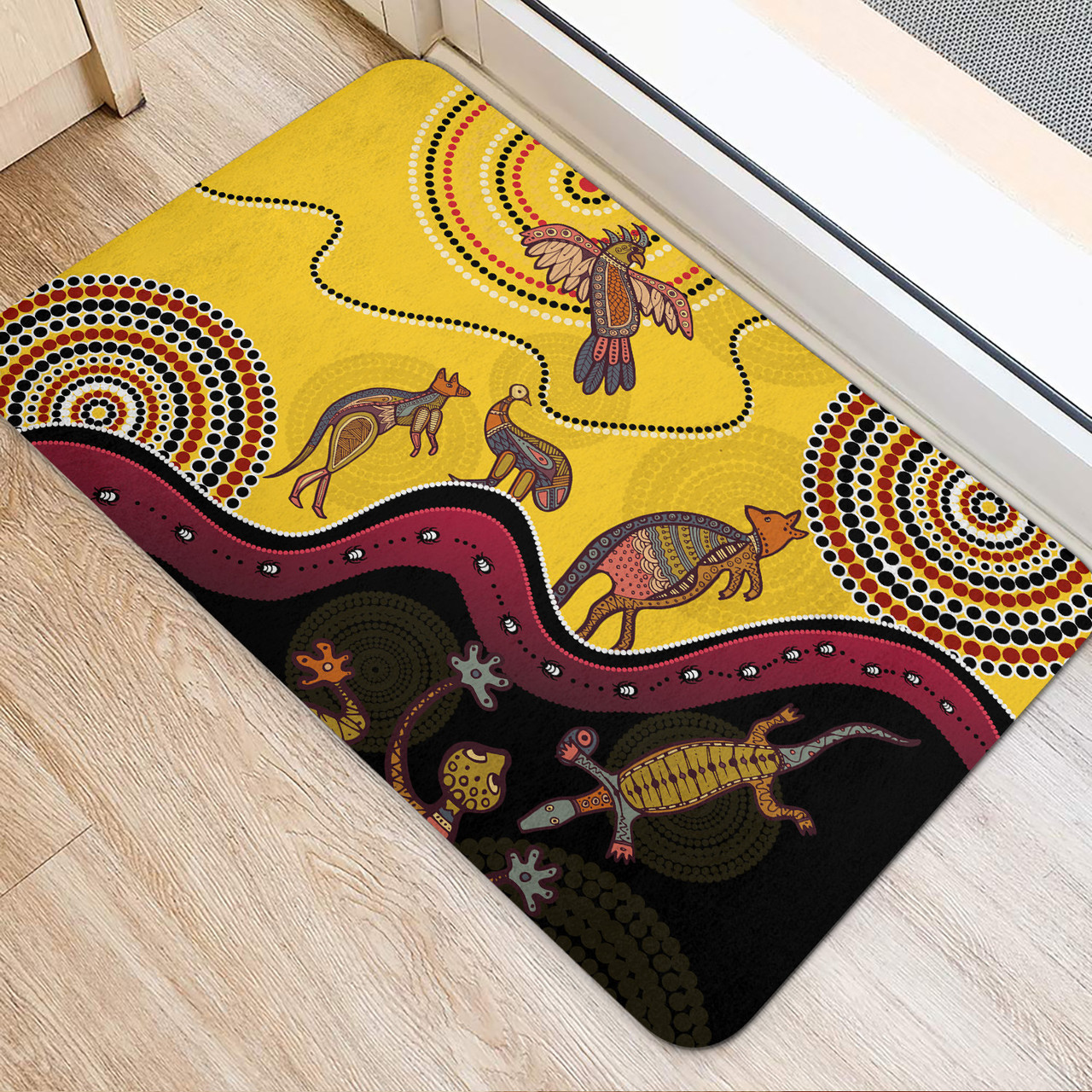 Australia Aboriginal Door Mat Australia Animals In The Sun Indigenous Door Mat