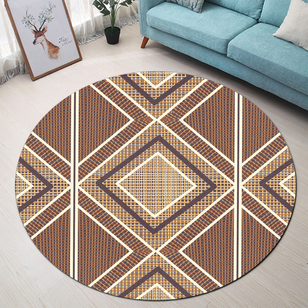 Australia Aboriginal Inspired Round Rug - Cross Hatching aboriginal ...