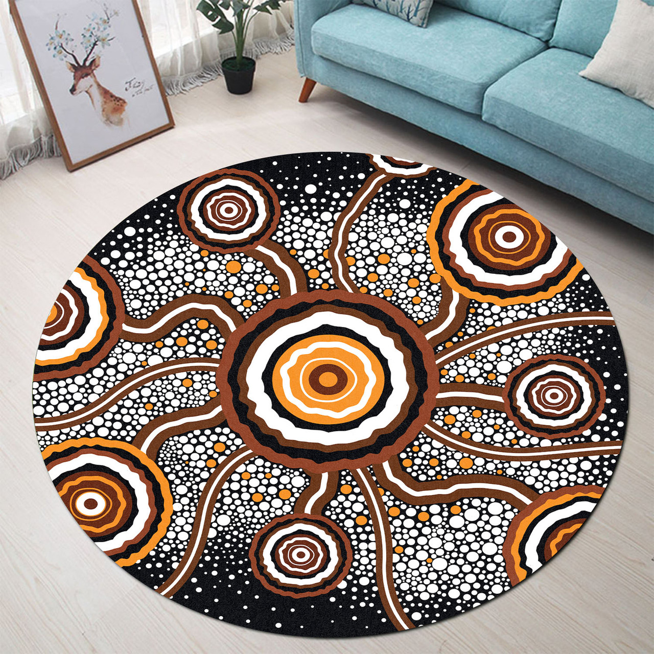 Australia Aboriginal Inspired Round Rug - Aboriginal Dot Art Vector ...