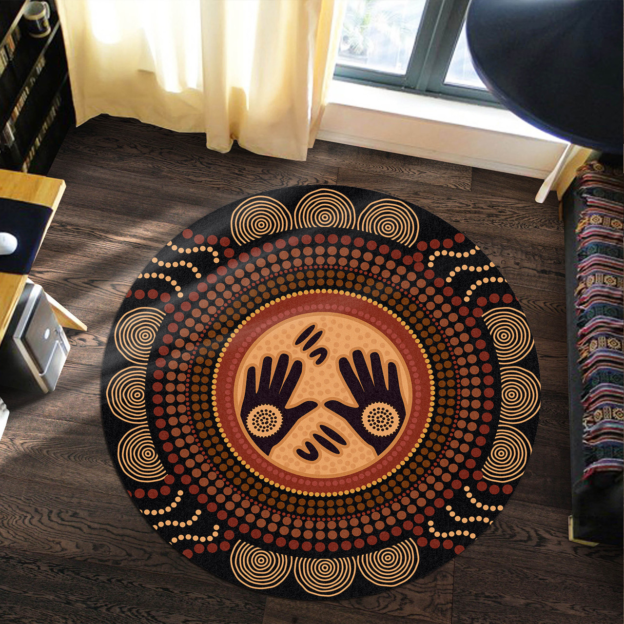 Australia Aboriginal Inspired Round Rug - Concept Art Aboiginal ...