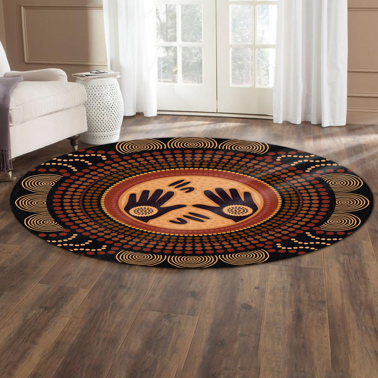 Australia Aboriginal Inspired Round Rug - Concept Art Aboiginal ...