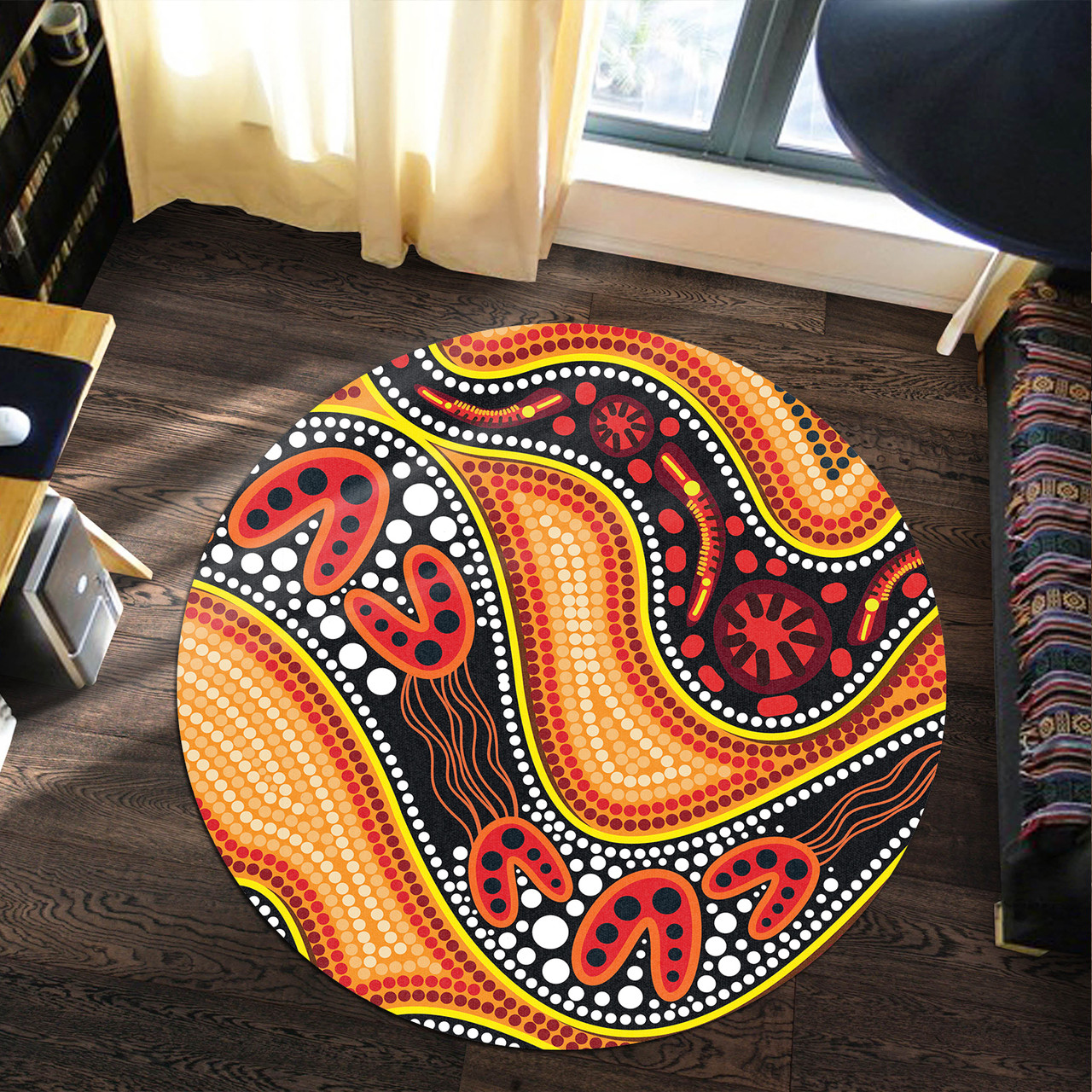 Australia Aboriginal Inspired Round Rug - Indigenous Art Aboriginal ...