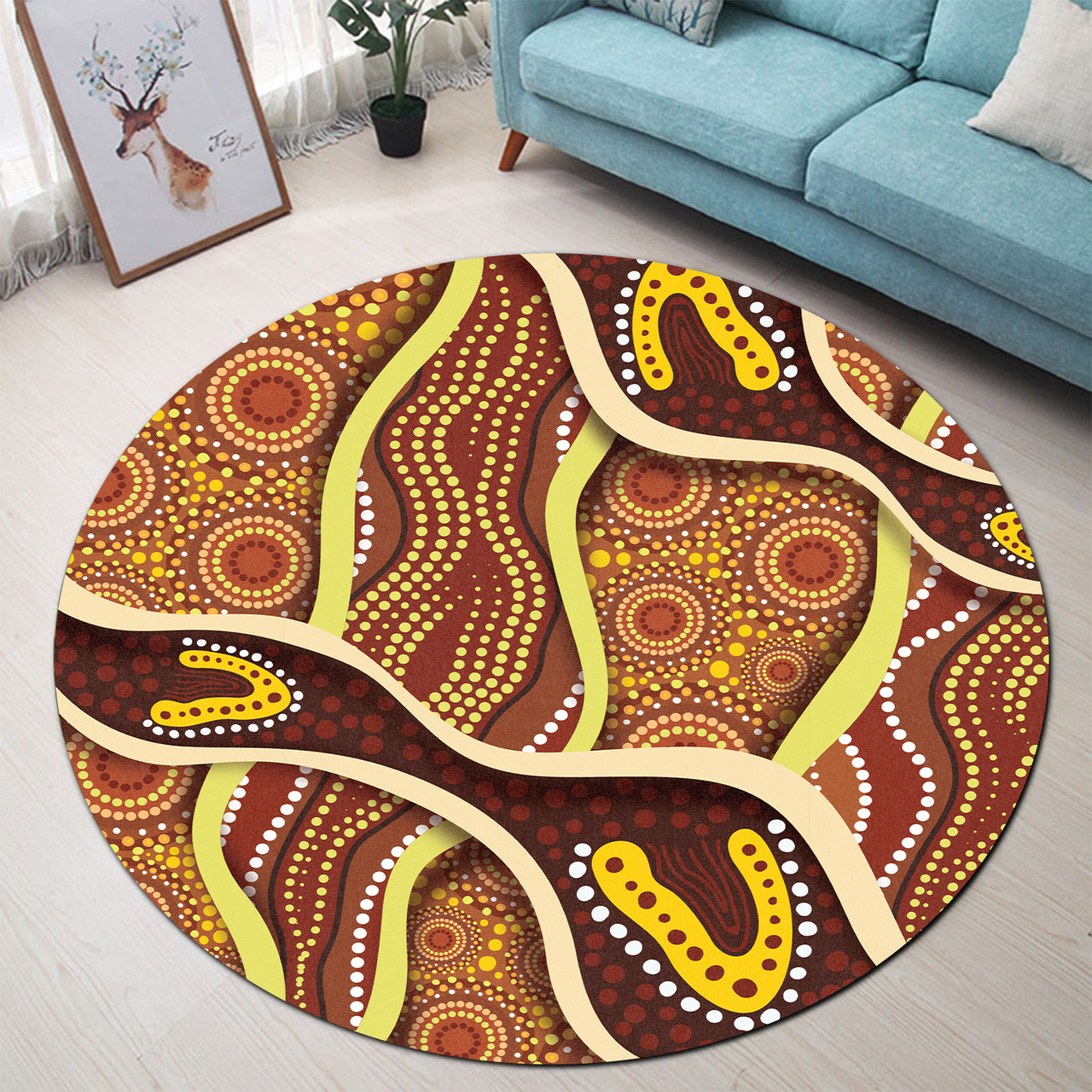 Australia Aboriginal Inspired Round Rug - Indigenous Art Aboriginal ...