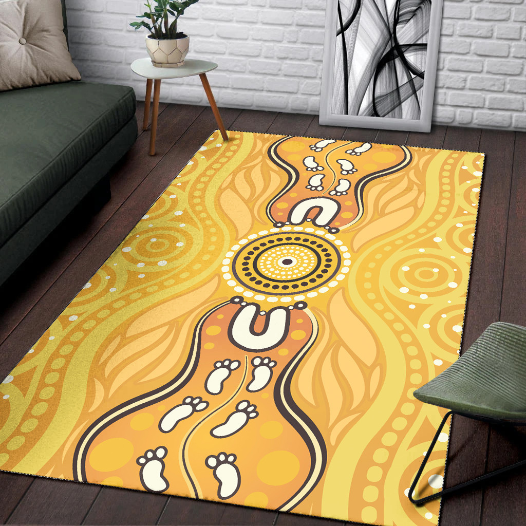 Australia Aboriginal Inspired Area Rug - Aboriginal Yellow Color Dot ...