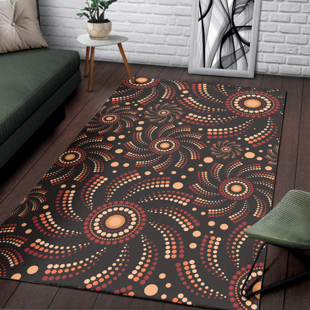 Australia Aboriginal Inspired Area Rug - Aboriginal Dot Mandala Art Style