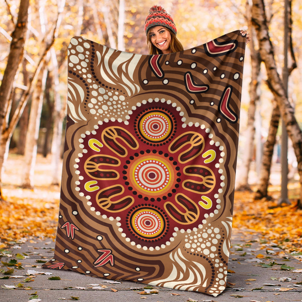 Australia Aboriginal Inspired Blanket - Brown Boomerang Aboriginal Dot ...