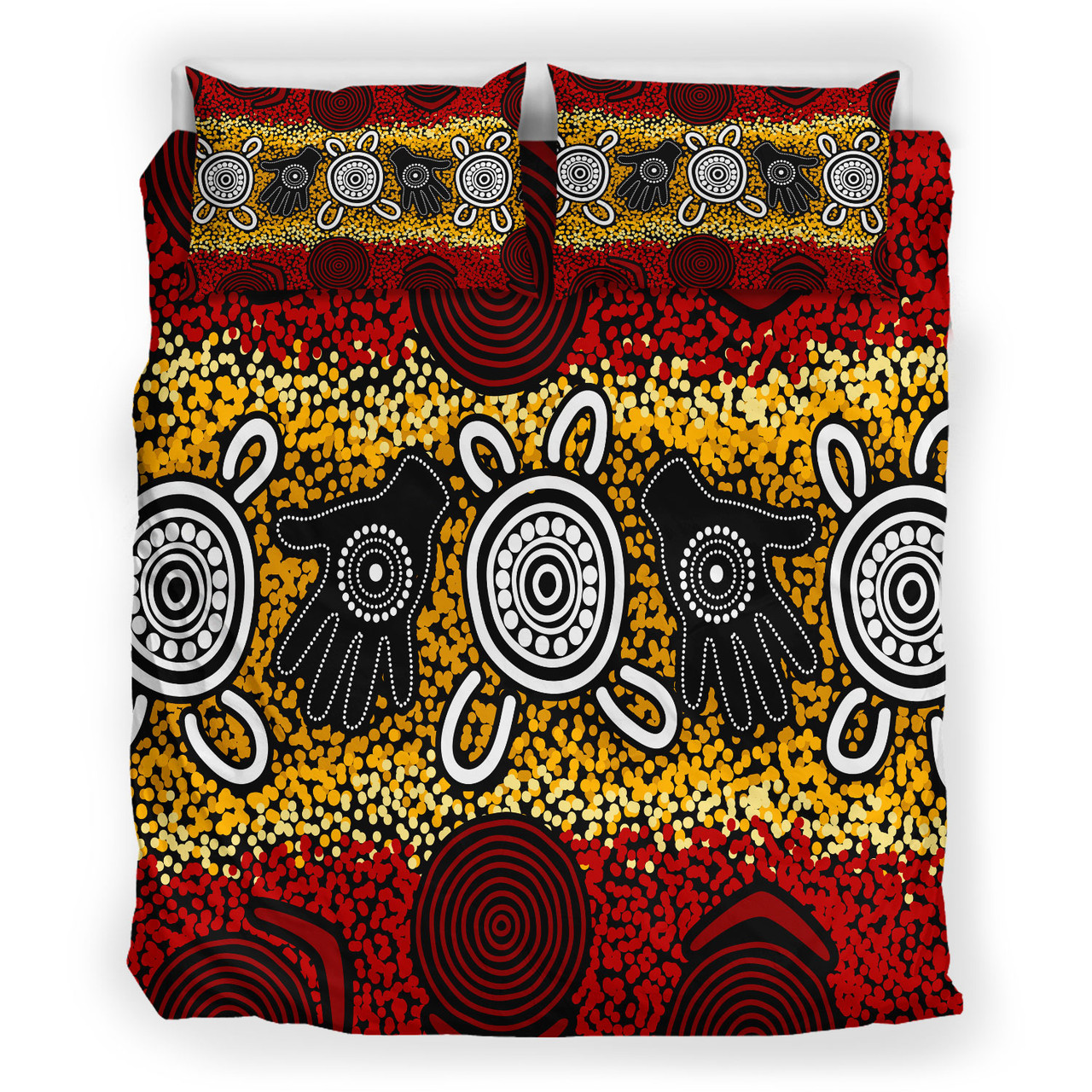 Australia Indigenous Bedding Set Aboriginal inspired hand print artwork