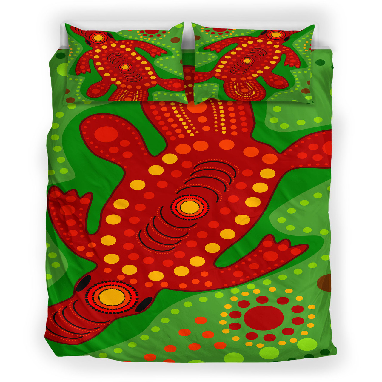 Australia Indigenous Bedding Set Platypus in australian aboriginal inspired style