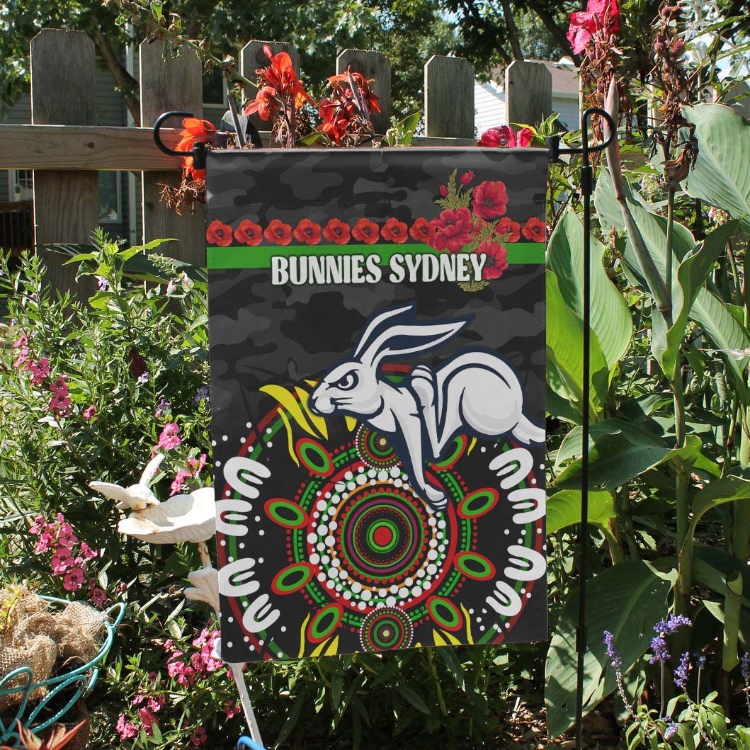 South Sydney Rabbitohs Flag - Poppies Rabbits and Aboriginal Inspired Flag