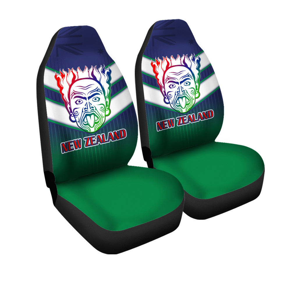New Zealand Car Seat Cover Maori Face With NZ Flag