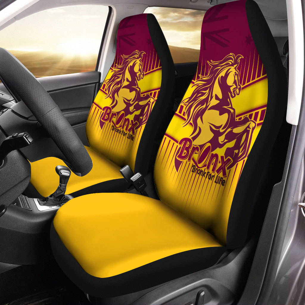 Brisbane Broncos Car Seat Cover Bronx Mascot With Australia Flag