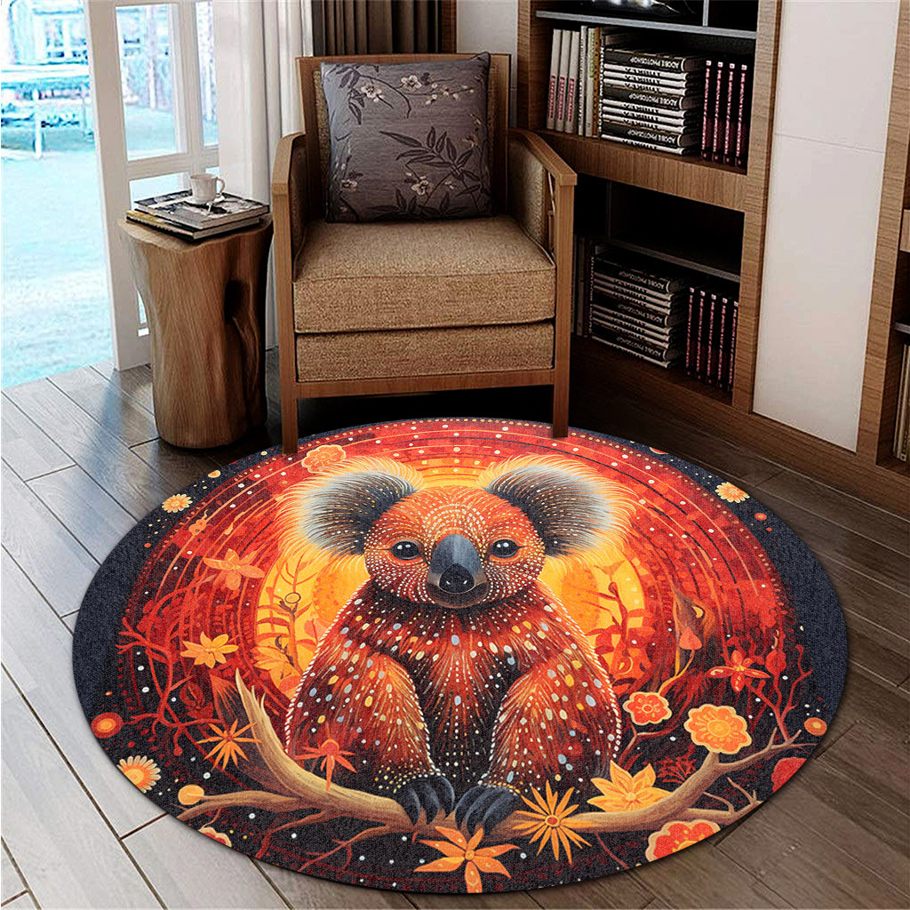 Australia Koala Custom Round Rug - Dreaming Art Koala Aboriginal ...