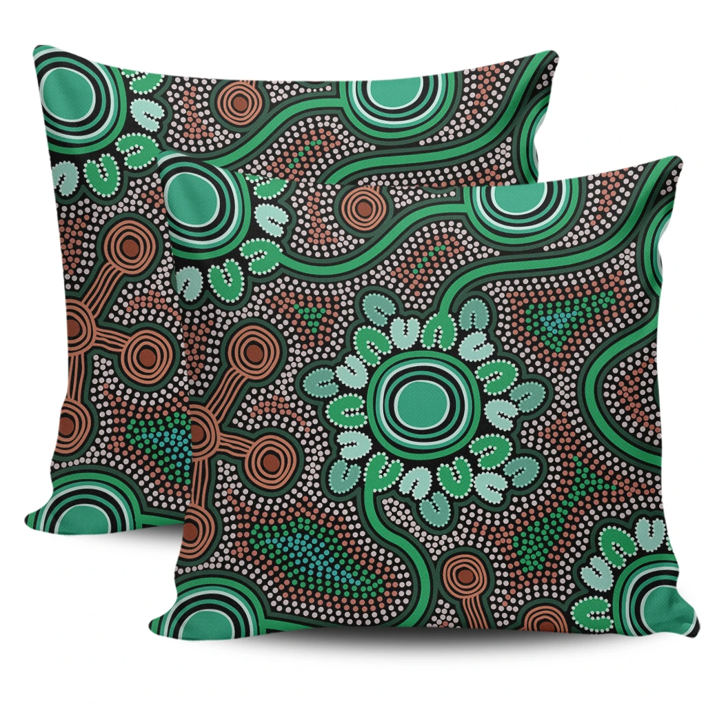 Donna Rioli Australia Aboriginal Pillow Covers - Aboriginal Green Dot Art Inspired ...