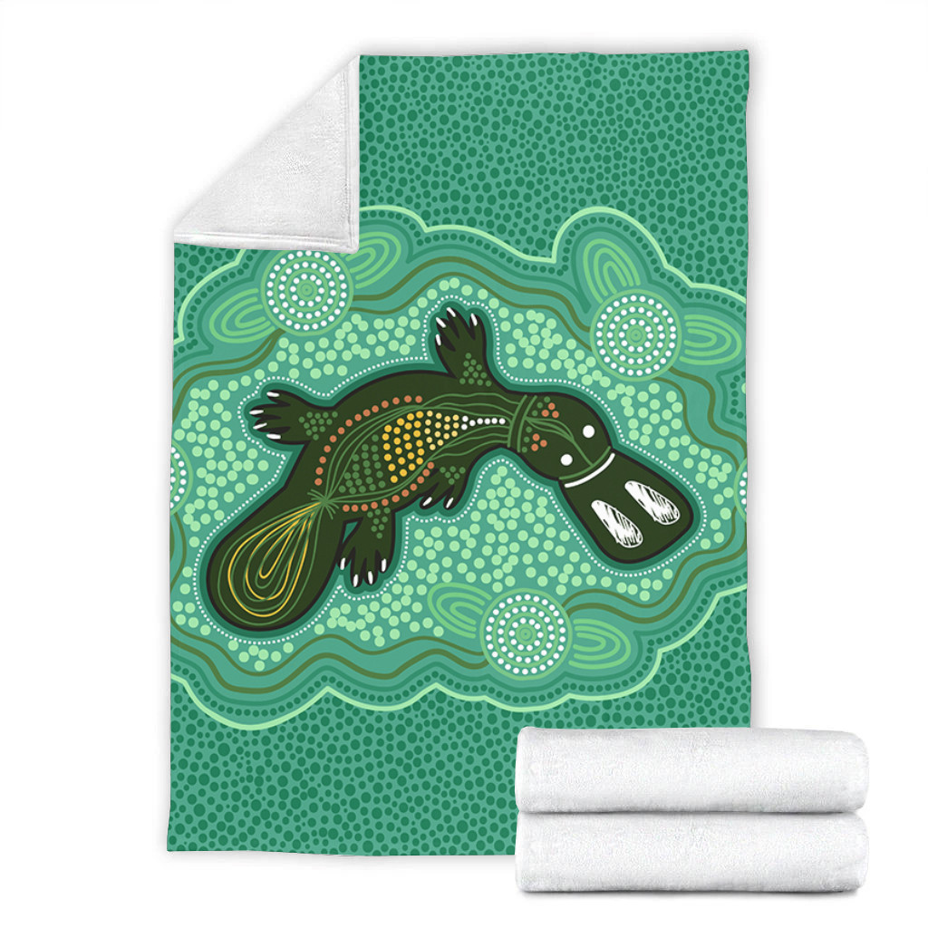 Australia Aboriginal Blanket Green Platypus Aboriginal Art Inspired
