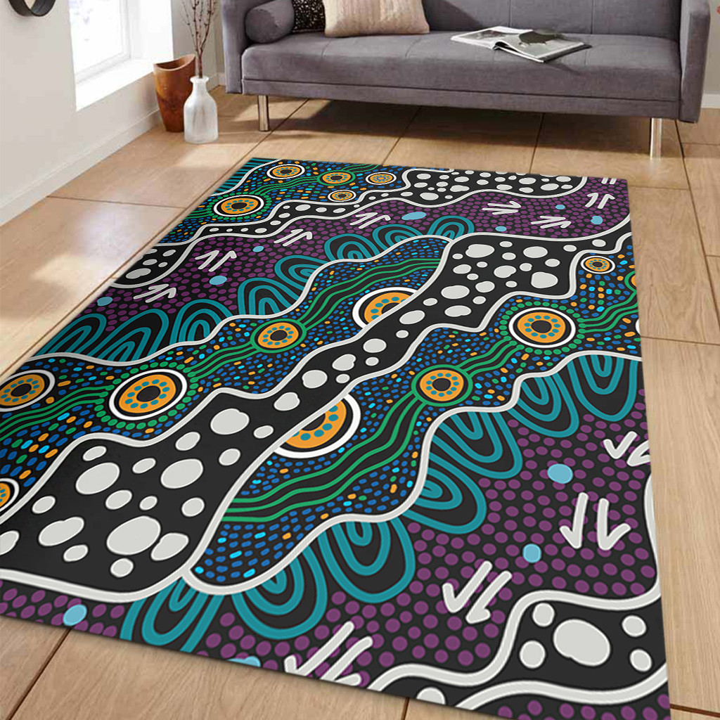 Australia Aboriginal Area Rug - Dot Painting Art Area Rug