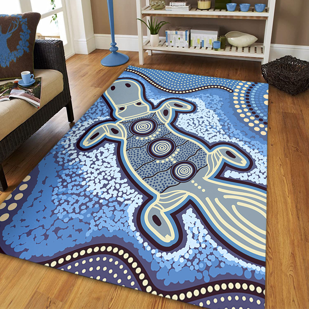 Australia Aboriginal Area Rug - Platypus Aboriginal Dot Painting Area Rug