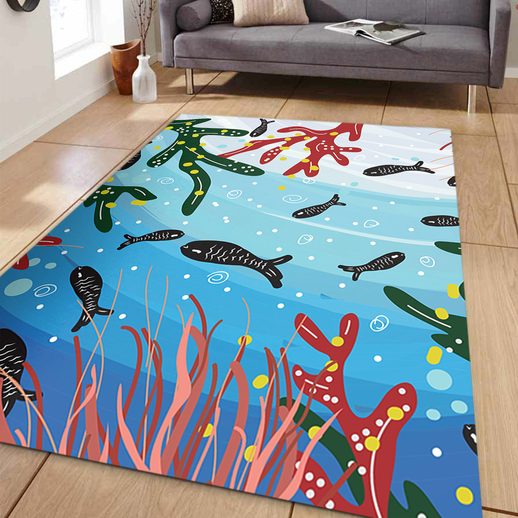 Australia Aboriginal Area Rug - Underwater Concept Aboriginal Art With ...