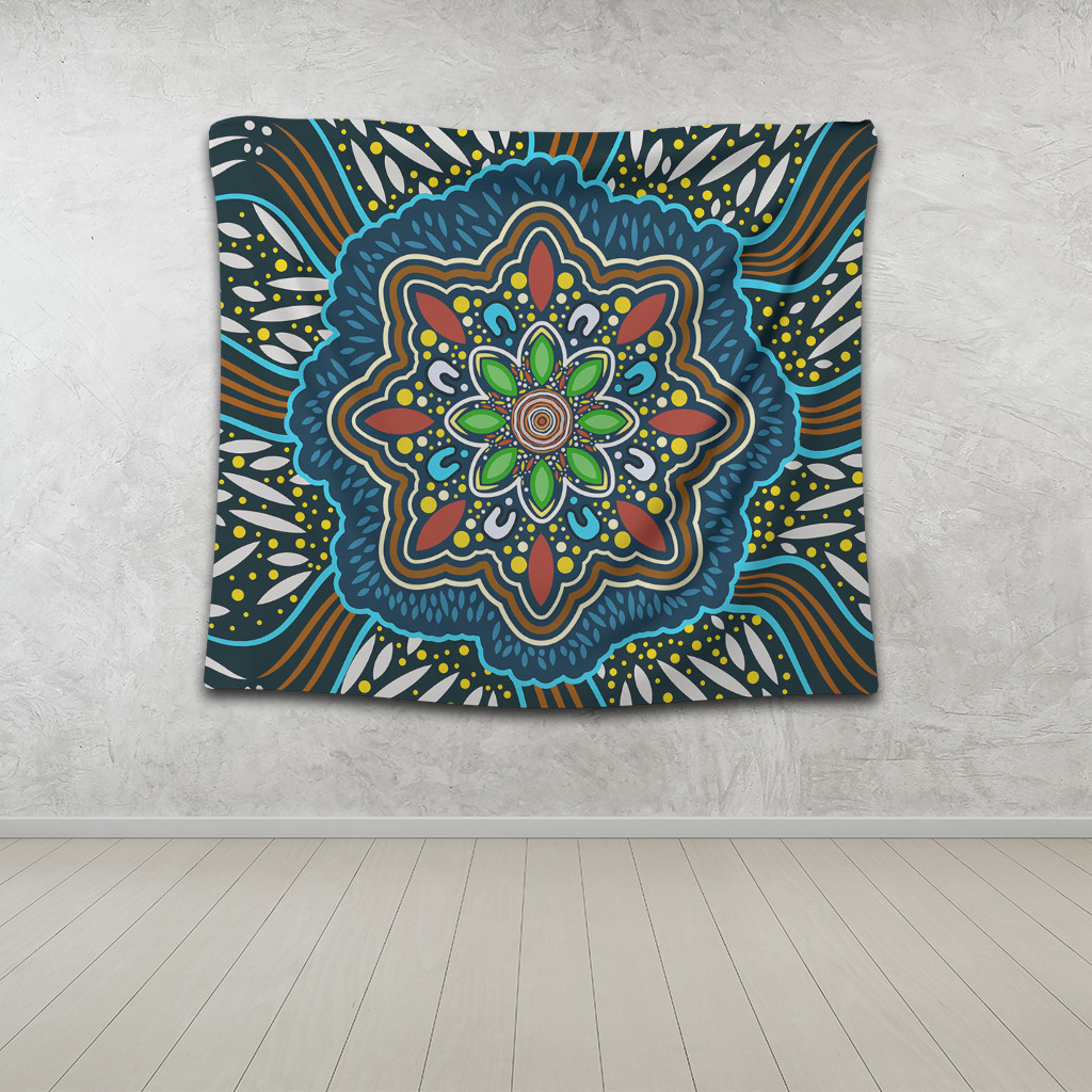 Australia Tapestry Aboriginal Big Flowers In Dot Painting Inspired