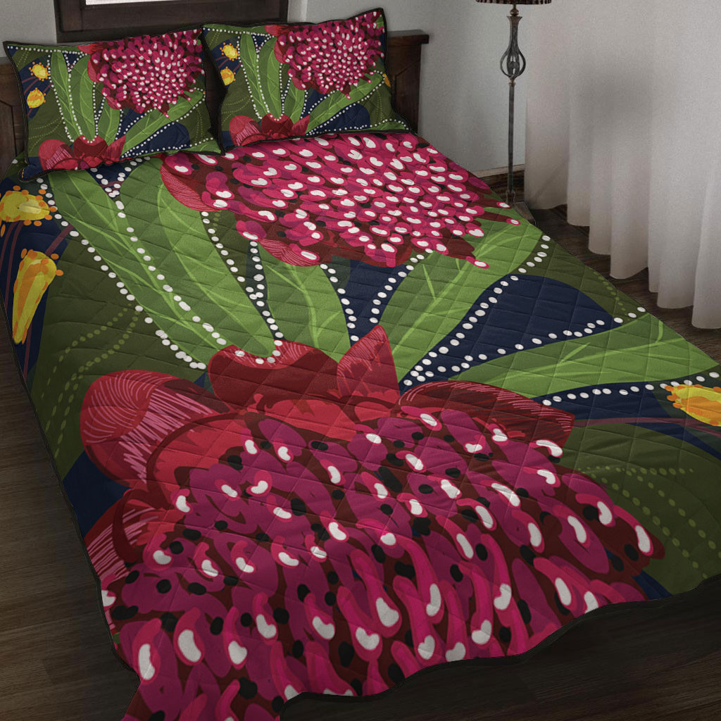 Australia Flowers Aboriginal Quilt Bed Set - Australian Waratah Flower ...