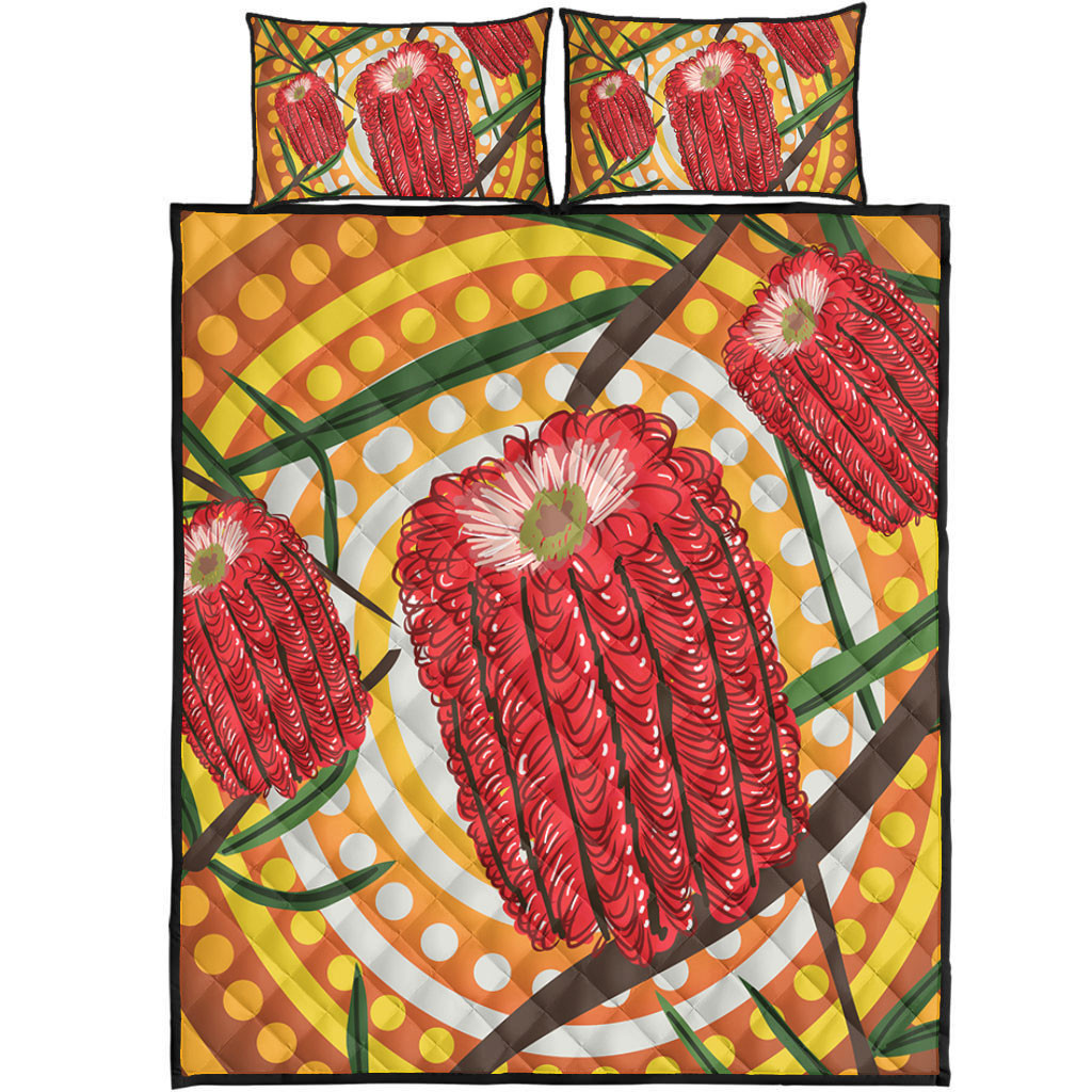 Australia Flowers Aboriginal Quilt Bed Set - Aboriginal Dot Painting ...