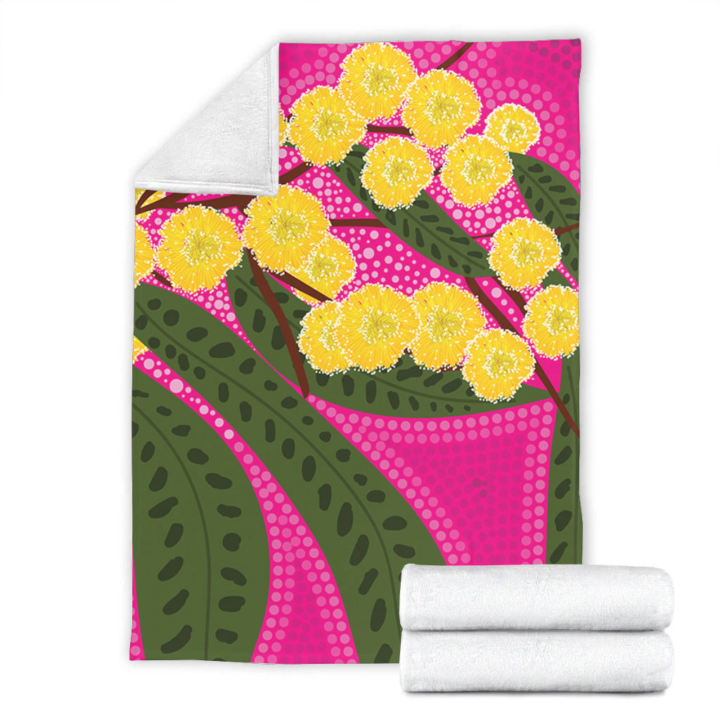 Australia Flowers Aboriginal Blanket - Australian Yellow Wattle Flowers ...