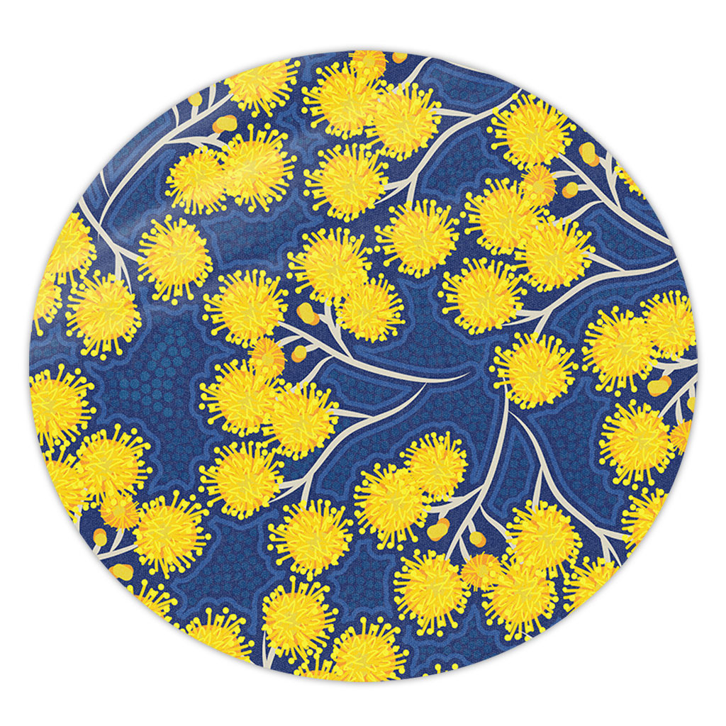 Australia Flowers Aboriginal Round Rug - Yellow Wattle Flowers With ...