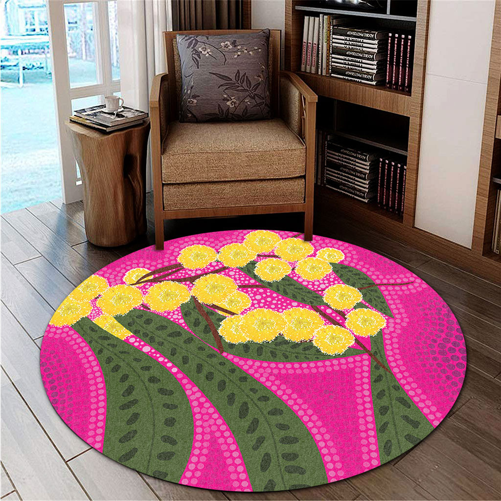 Australia Flowers Aboriginal Round Rug - Australian Yellow Wattle ...