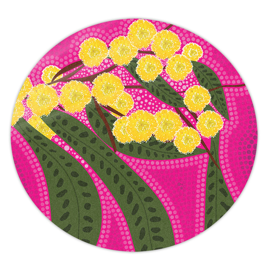 Australia Flowers Aboriginal Round Rug - Australian Yellow Wattle ...