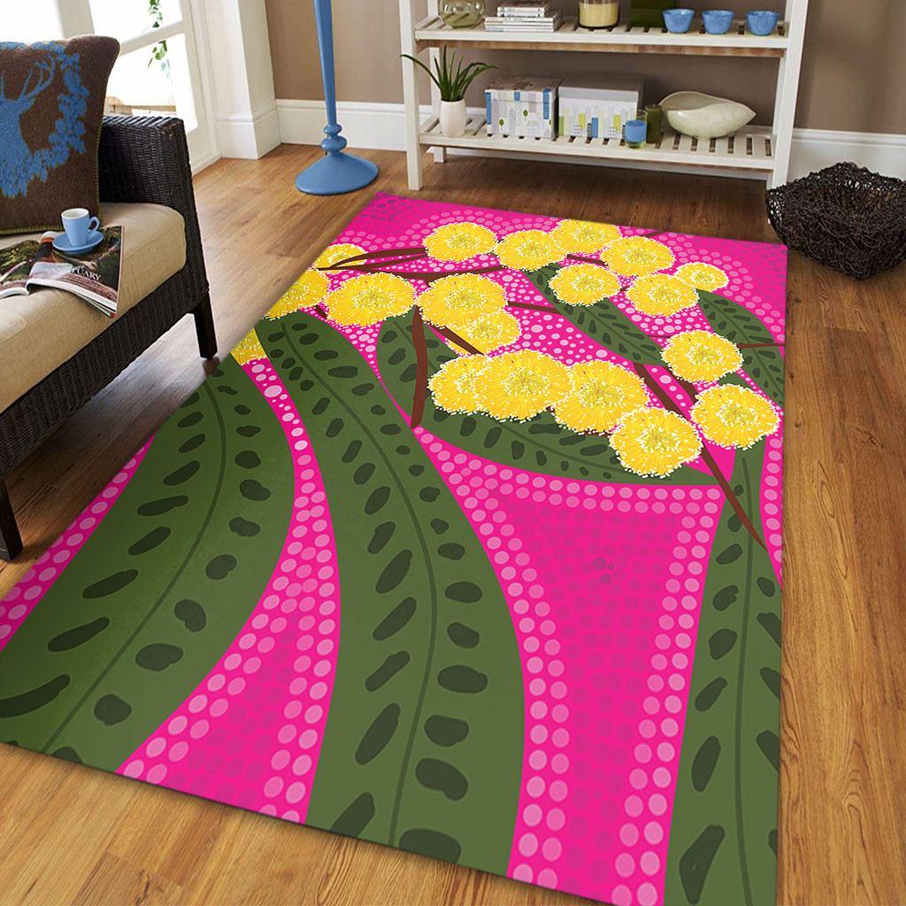Australia Flowers Aboriginal Area Rug - Australian Yellow Wattle ...