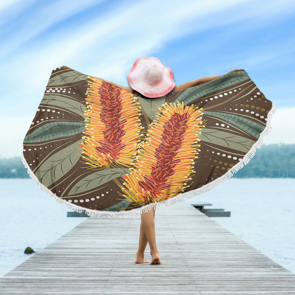 Australia Flowers Aboriginal Beach Blanket - Aboriginal Dot Art With ...