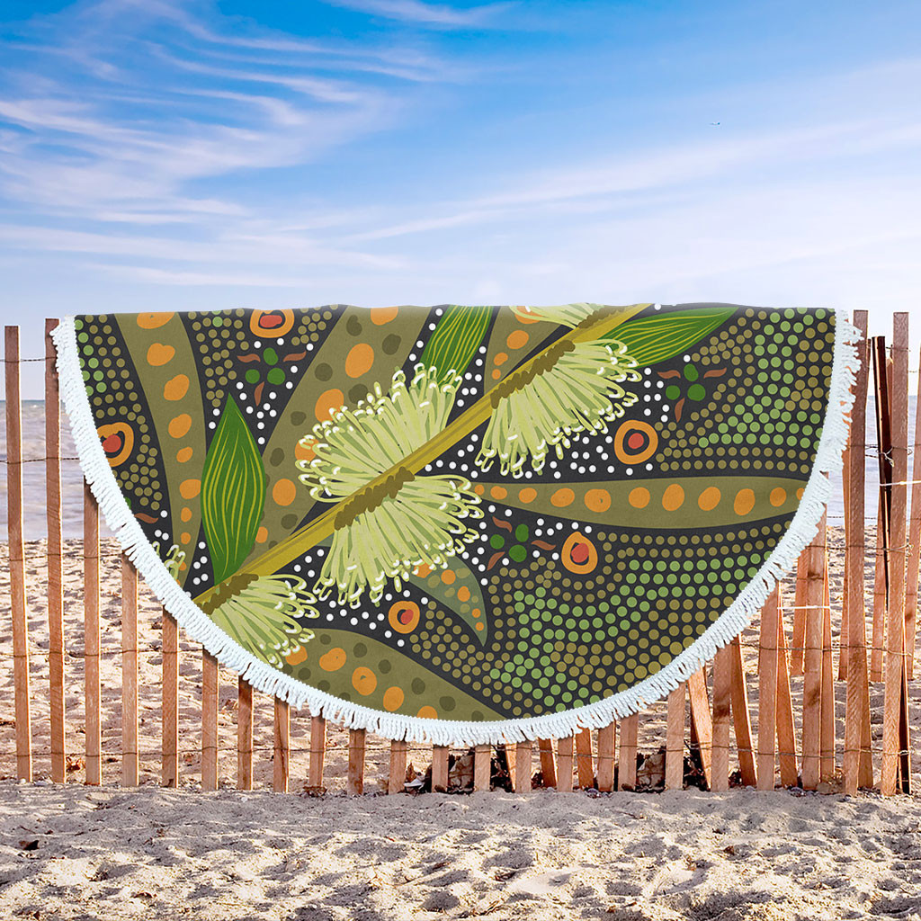 Australia Flowers Aboriginal Beach Blanket - Aboriginal Dot Art Of ...