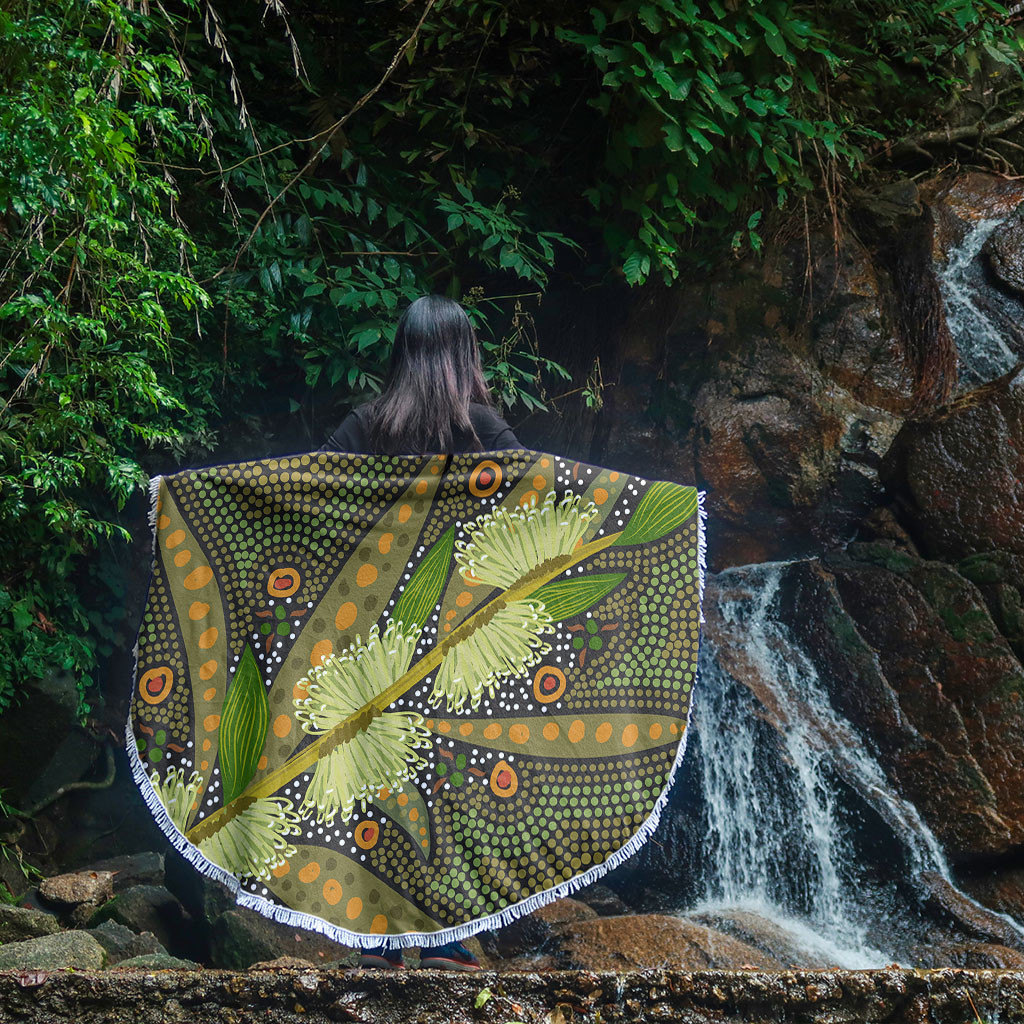 Australia Flowers Aboriginal Beach Blanket - Aboriginal Dot Art Of ...