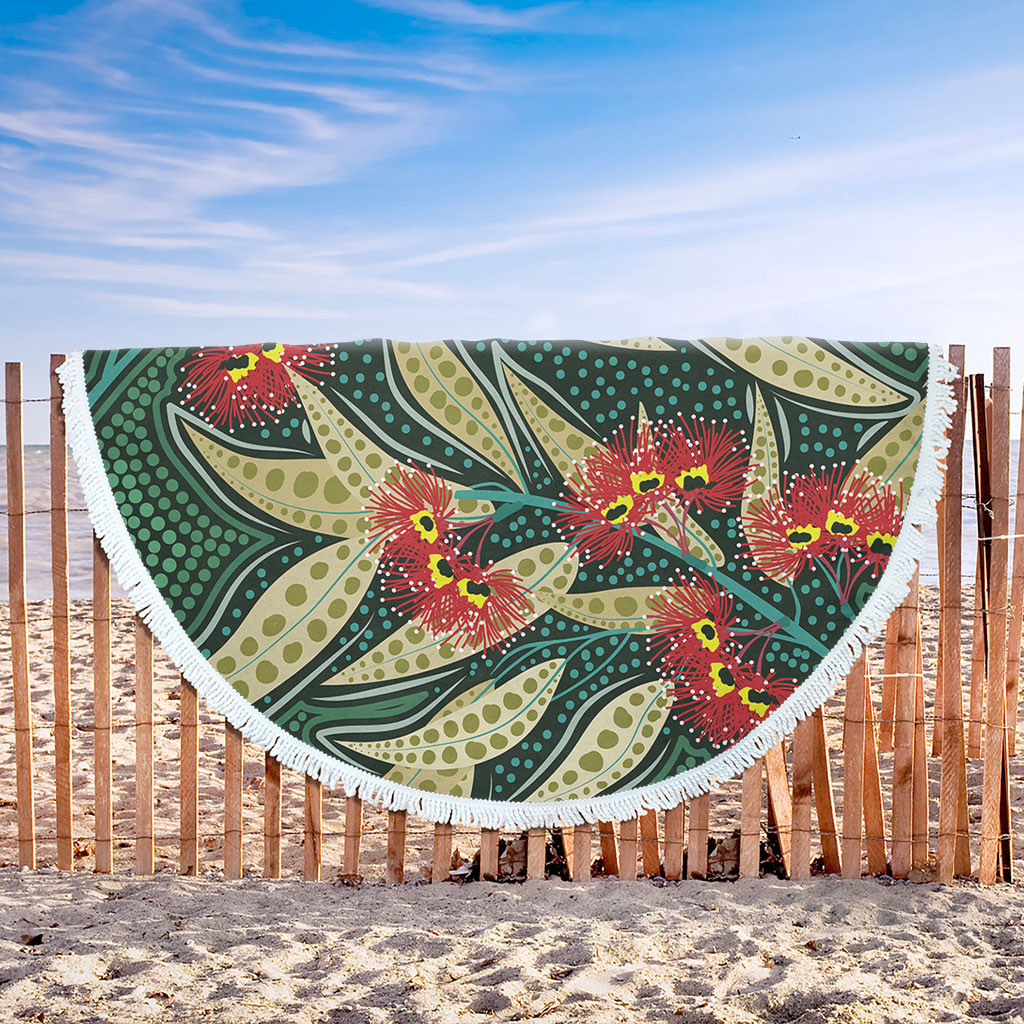 Australia Flowers Aboriginal Beach Blanket - Aboriginal Dot Art of ...